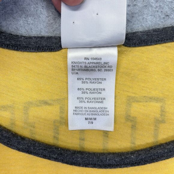 Boston Bruins T-Shirt Women’s Medium Yellow Wide Neck NHL Drop Tag - Picture 4 of 11